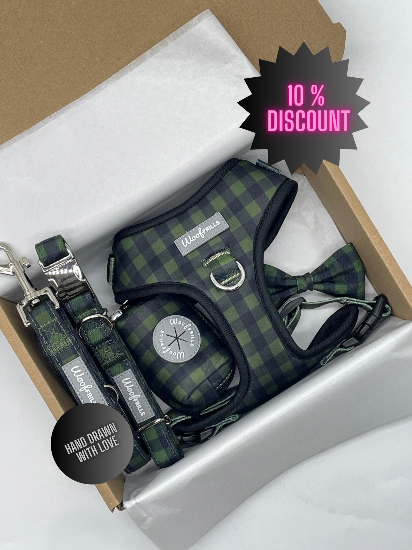 Dog harness, Dog collar and lead set | BUNDLE OF YOUR CHOICE | Pupster Plaid