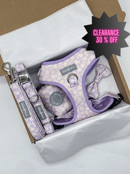 Dog harness, Dog collar and lead set | BUNDLE OF YOUR CHOICE | Bloom me away Lilac