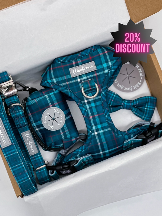 Dog harness, Dog collar and lead set | BUNDLE OF YOUR CHOICE | Plaid Date