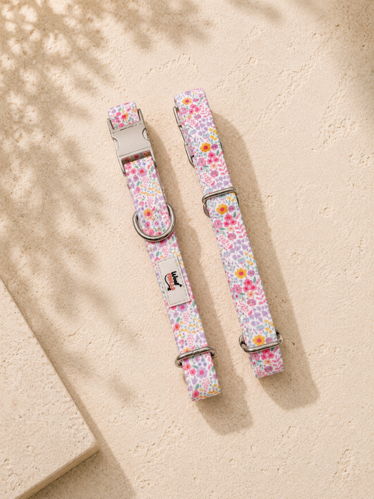 Floral Dog Collar – Blossom Dreams | Adjustable & Durable