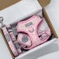 Pink dog harness and lead set
