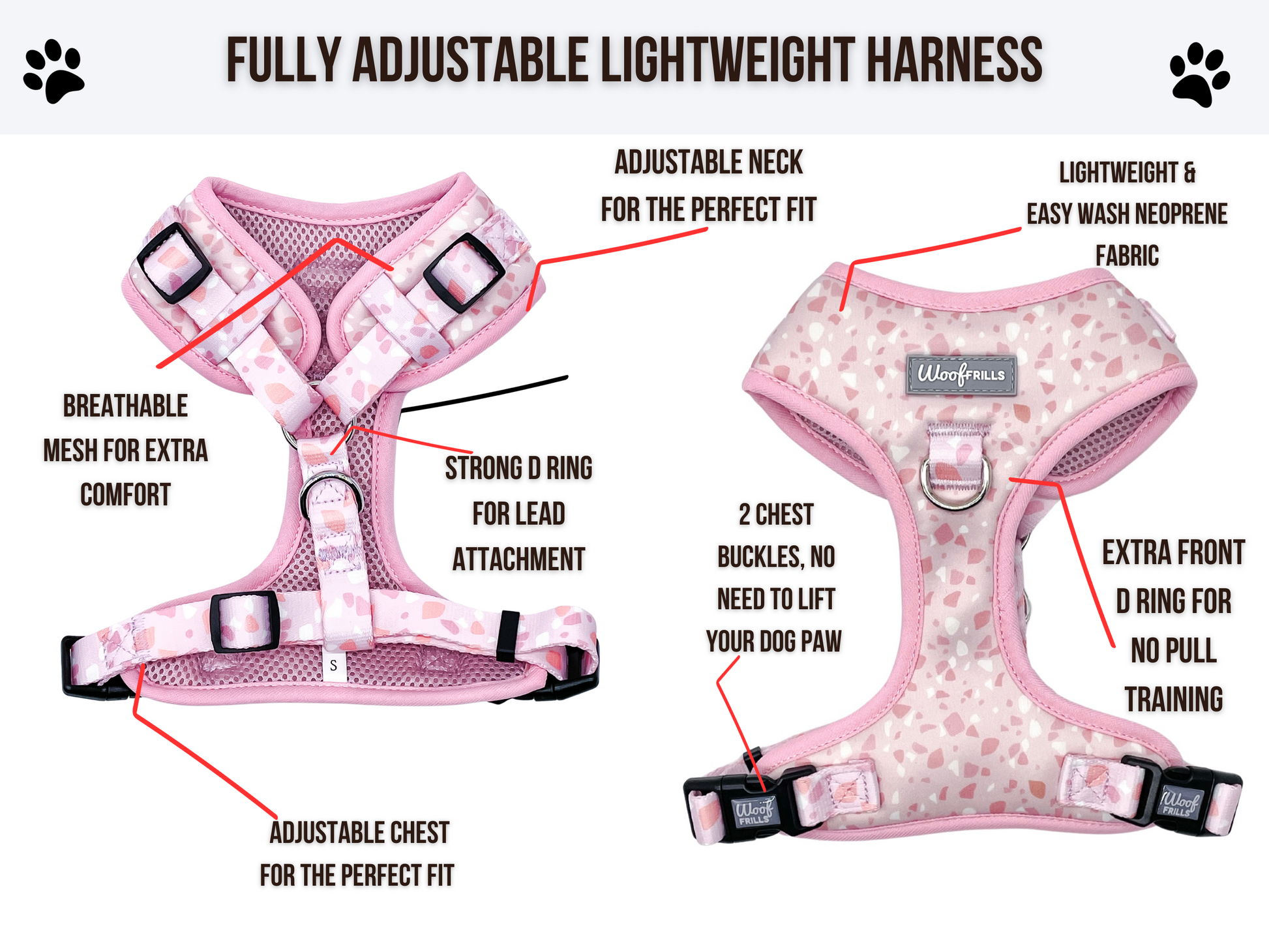 Pink dog harness and lead online