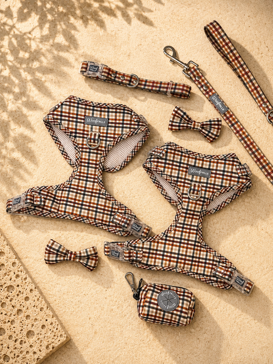 Dog harness , Dog collar and lead set | BUNDLE OF YOUR CHOICE |  Best i ever plaid - With waterproof matching collar & leash