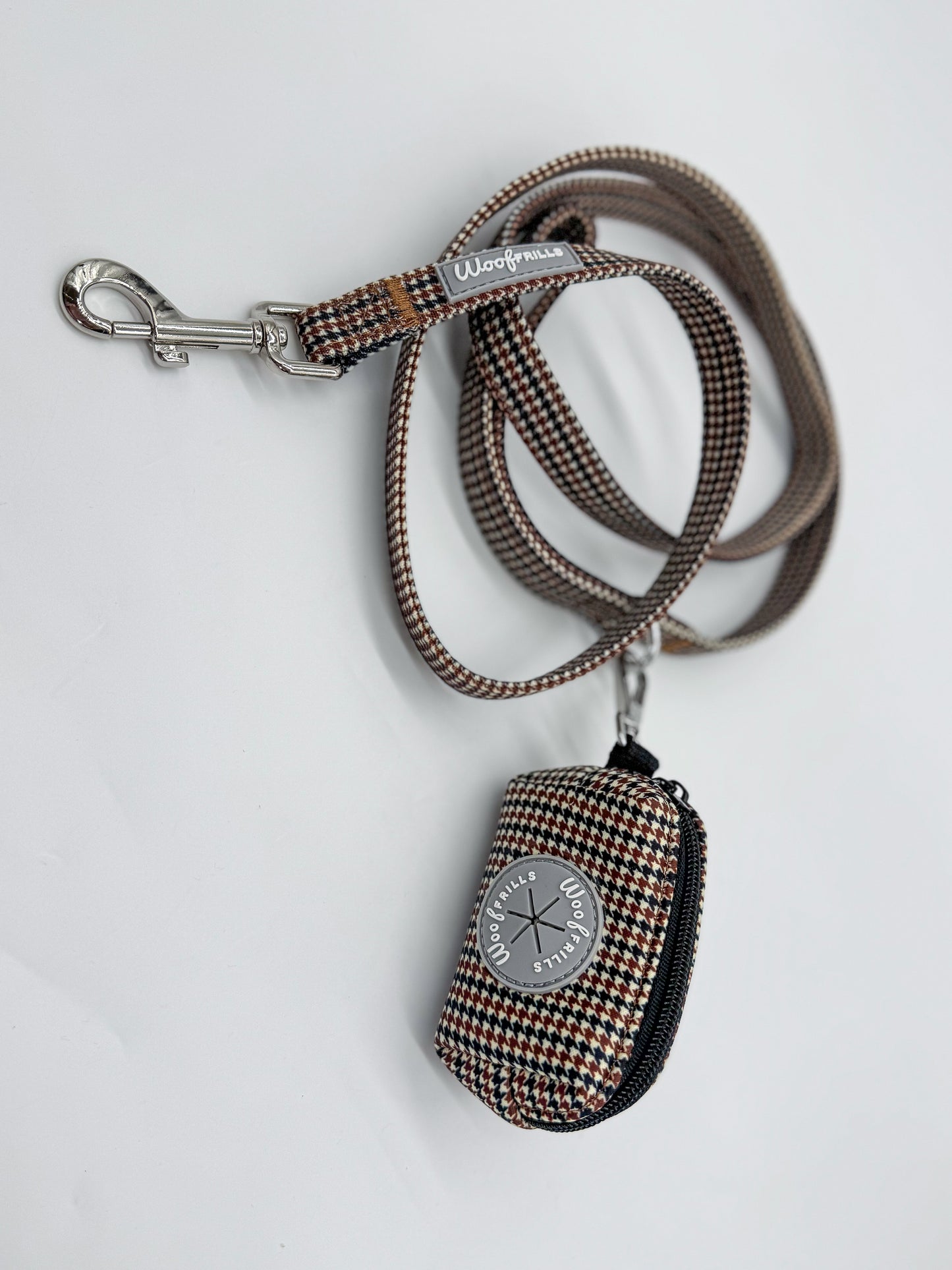 Houndstooth dog lead with matching poop bag holder Heritage Hound