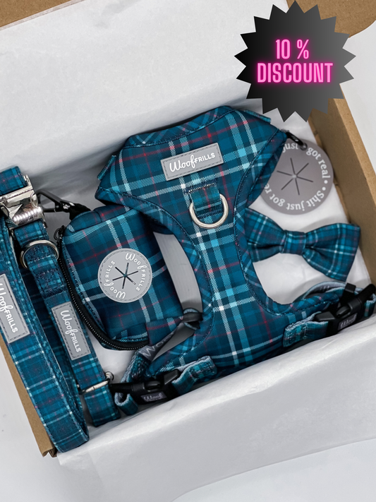 Dog harness, Dog collar and lead set | BUNDLE OF YOUR CHOICE | Plaid Date