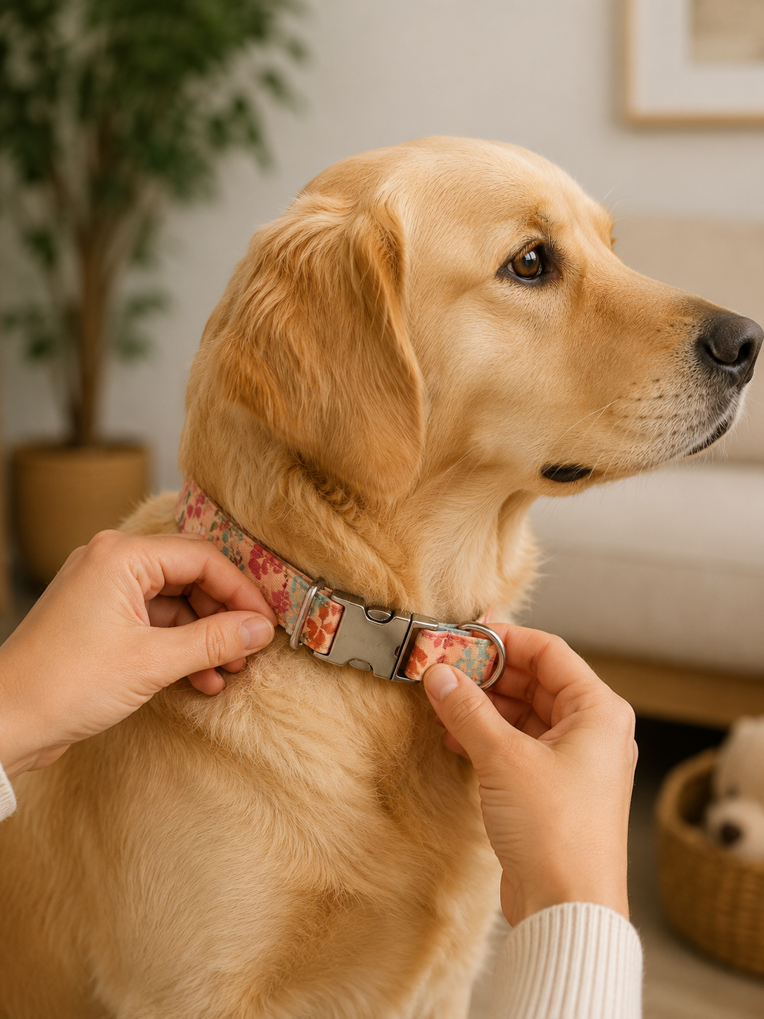 Floral Dog Collar | Peachy Dreams | Adjustable & Durable
