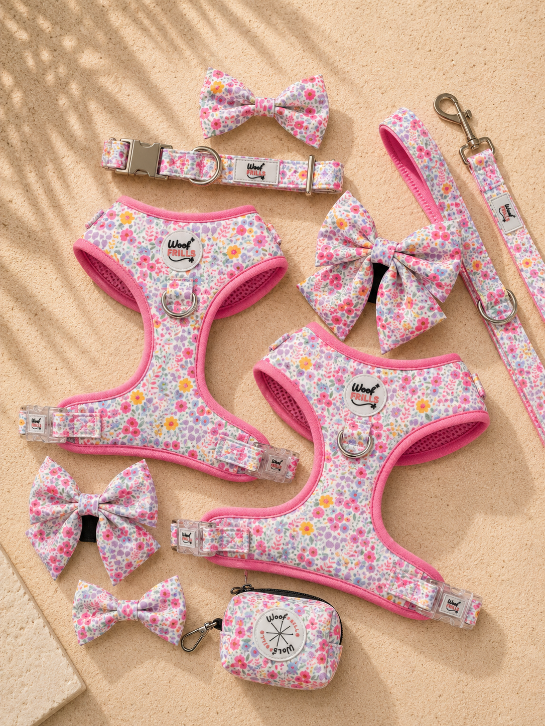 Floral Dog Harness Set – Blossom Dreams | Matching Collar, Lead & Bow | BUNDLE OF YOUR CHOICE
