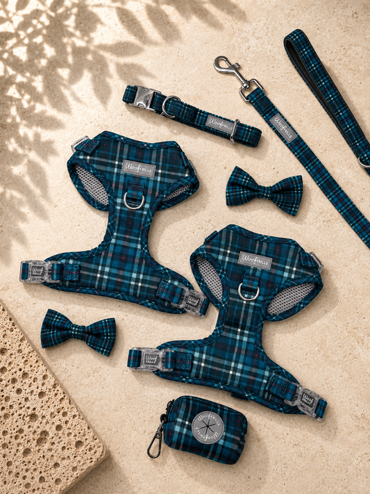 Tartan Dog Harness Set – Plaid Date | Matching Collar, Lead & Bow | BUNDLE OF YOUR CHOICE