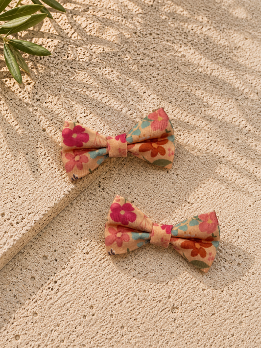 Dog Bow Tie |Peachy Dreams | Elastic Attachment for Collar or Harness