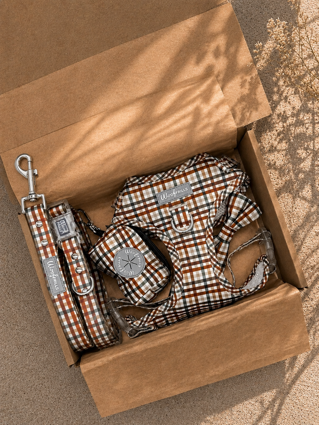 Dog harness , Dog collar and lead set | BUNDLE OF YOUR CHOICE |  Best i ever plaid - With waterproof matching collar & leash