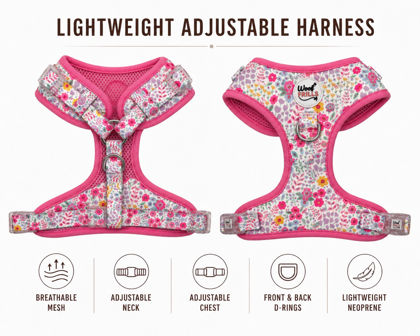 Floral Dog Harness Set – Blossom Dreams | Matching Collar, Lead & Bow | BUNDLE OF YOUR CHOICE