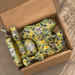 Lemons Dog harness, leash, and collar set in a cardboard box 