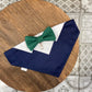 navy blue suit for dogs with greeen bow tie