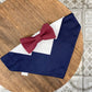 Navy blue dog wedding tuxedo with burgundy bow tie