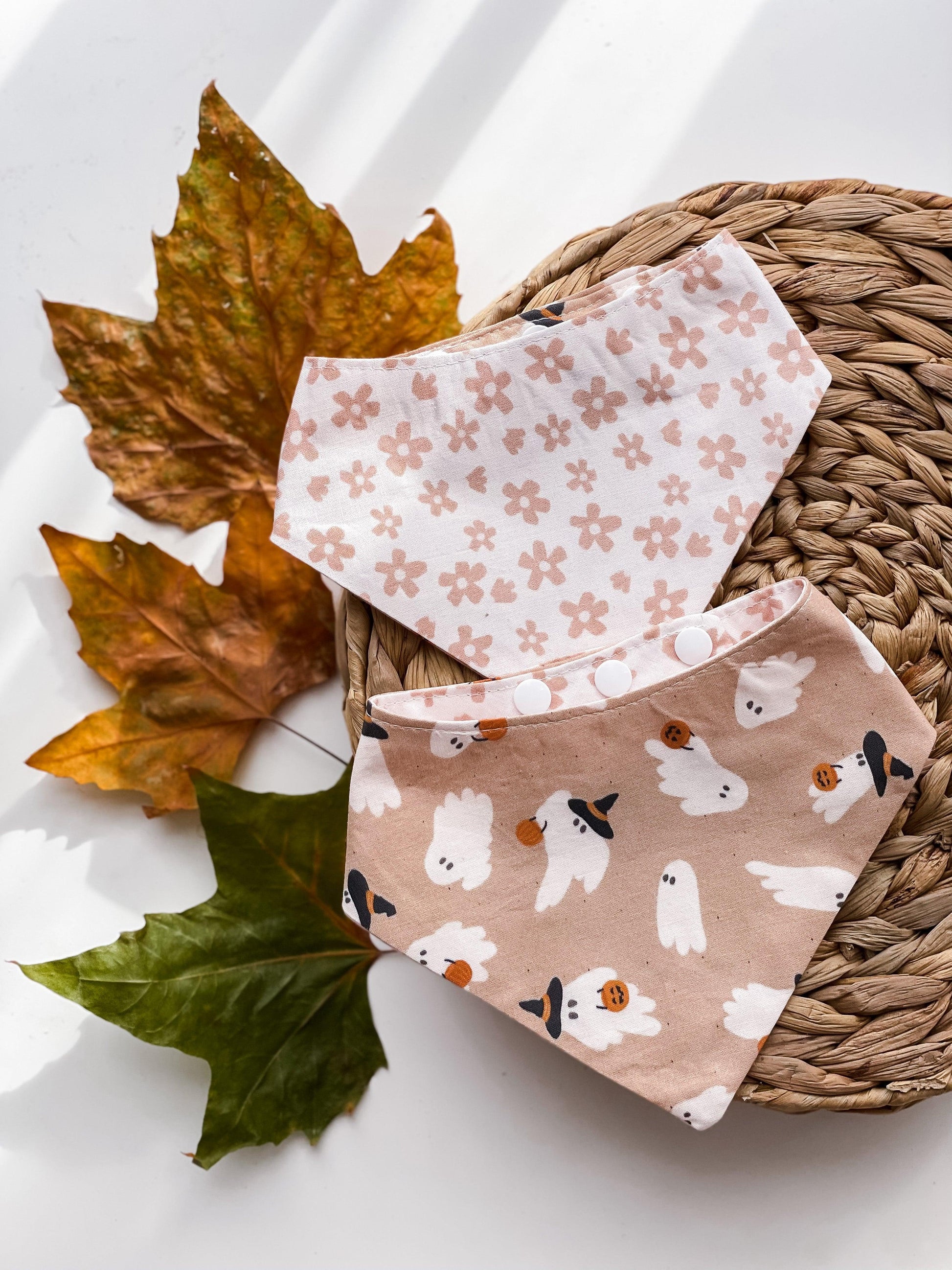 Ghosts/ Flowers - Autumn Handmade  bandana - Woof Frills