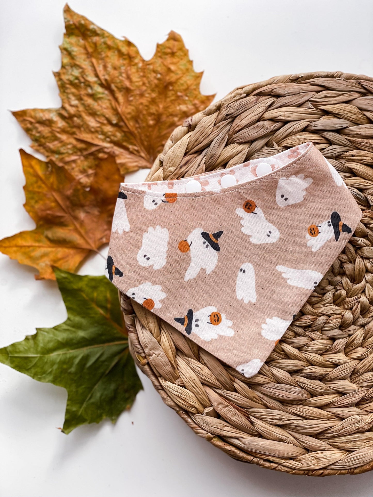 Ghosts/ Flowers - Autumn Handmade  bandana - Woof Frills