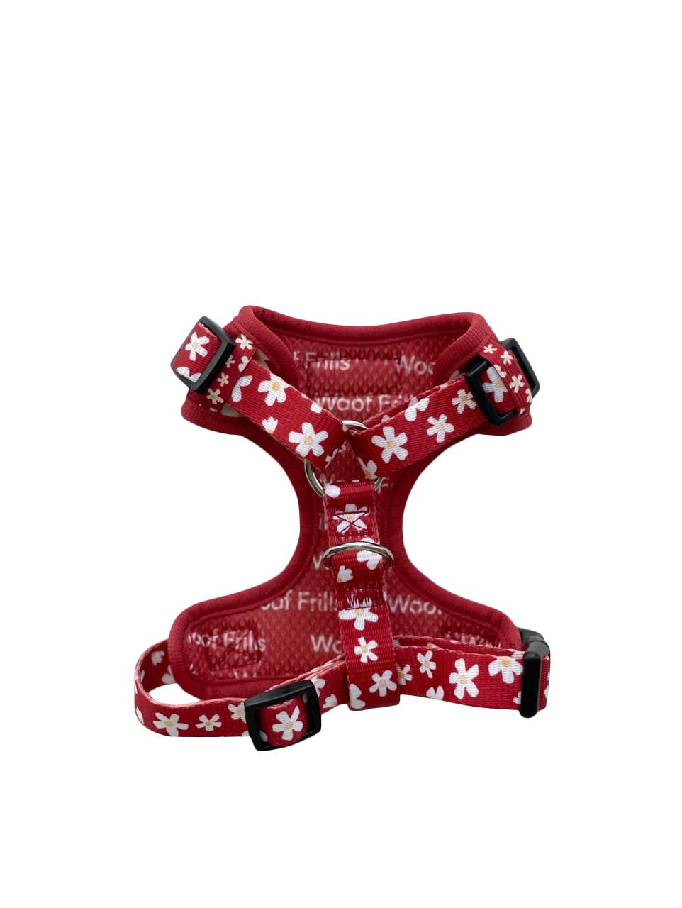 Red Daisies- Adjustable Harness - Woof Frills